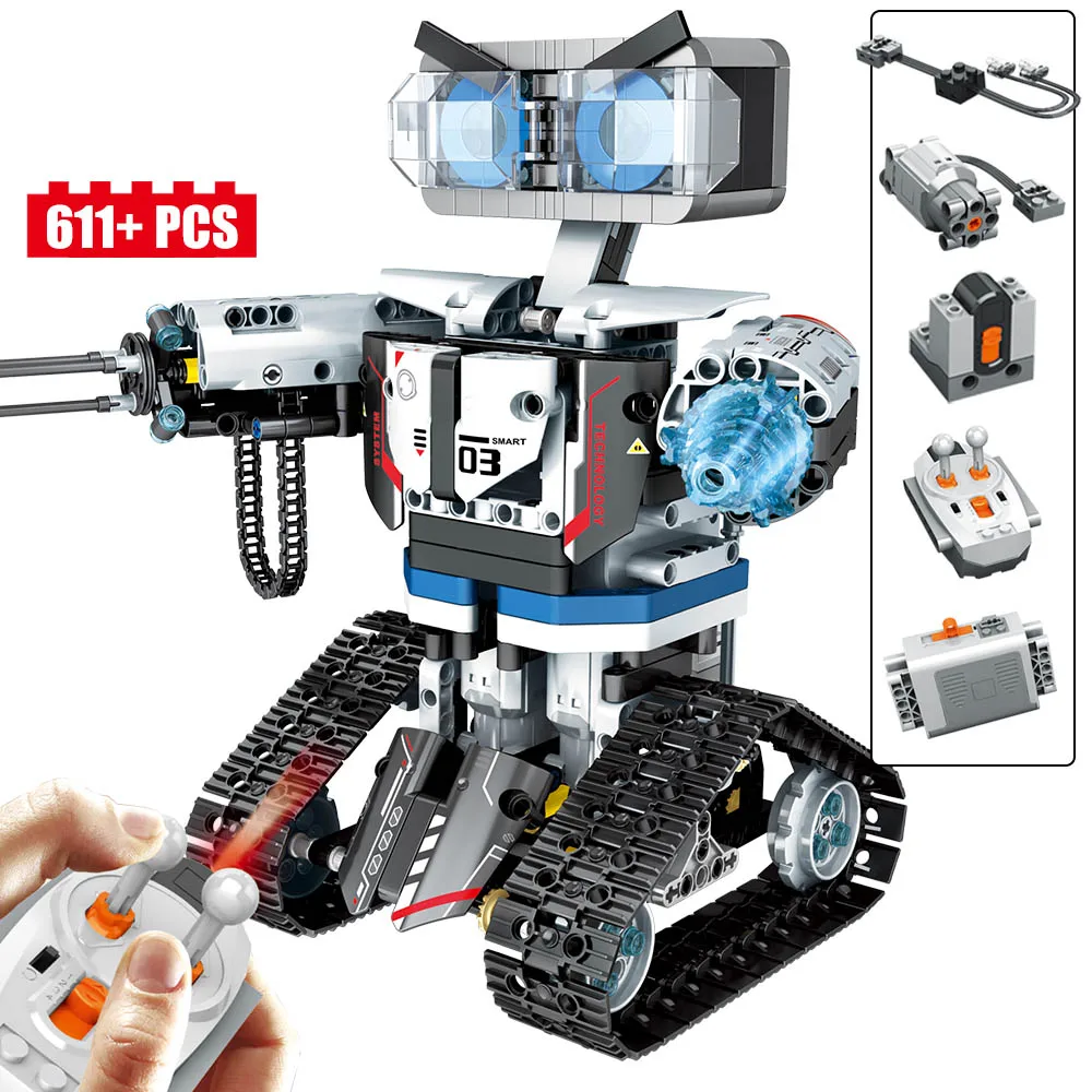 City Series Weapon Technic Blocks 611PCS DIY Bricks RC Robot Building Blocks Compatible Remote Control Robot Block Toy For Kids
City Series Weapon Technic Blocks 611PCS DIY Bricks RC Robot Building Blocks Compatible Remote Control Robot Block Toy For Kids