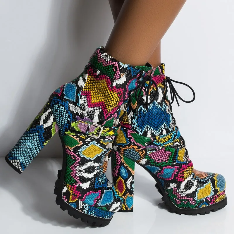 multicolor snakeskin boots