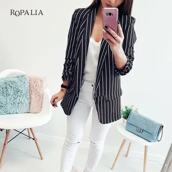 2019 Fashion Autumn Office Work Open Front Notched Striped Ladies Blazer Coat Casual Blazers Slim Fit Women Formal Jackets
2019 Fashion Autumn Office Work Open Front Notched Striped Ladies Blazer Coat Casual Blazers Slim Fit Women Formal Jackets