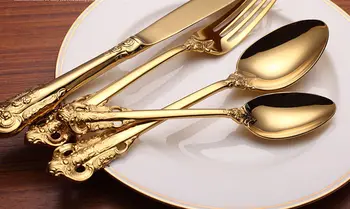 Gold Christmas Steel Reusable Cutlery Tableware Set Golden Spoon Kitchen Accessories Gold Kerst Bestek Gold Silverware II50DCS
Gold Christmas Steel Reusable Cutlery Tableware Set Golden Spoon Kitchen Accessories Gold Kerst Bestek Gold Silverware II50DCS