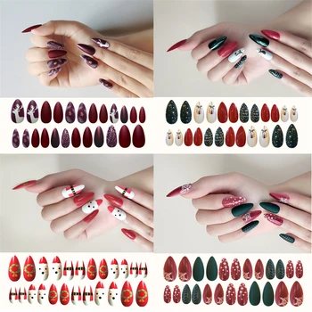 2020 New 24Pcs/sheet Christmas designs Acrylic Full Cover Artificial Fake Nails DIY Ladies Press On Designed Nail Tips free tape
2020 New 24Pcs/sheet Christmas designs Acrylic Full Cover Artificial Fake Nails DIY Ladies Press On Designed Nail Tips free tape