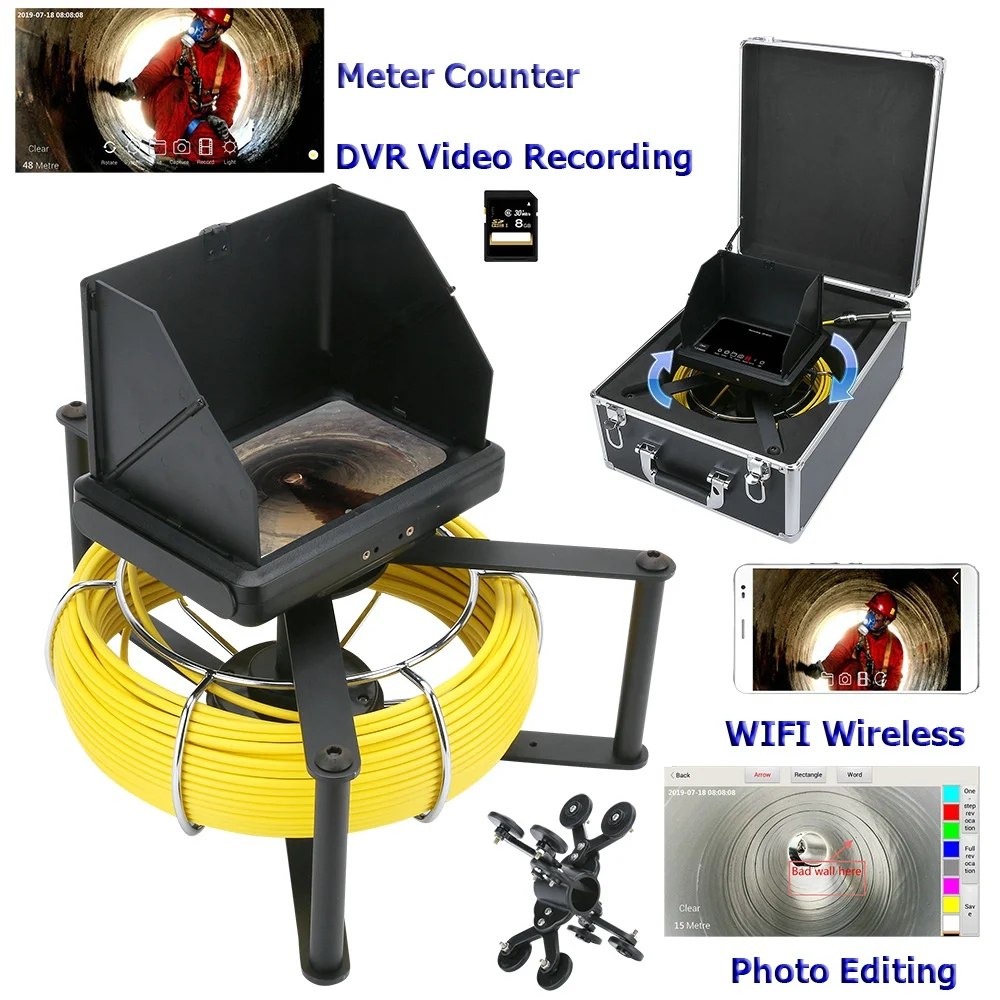 MAOTEWANG Pipe Sewer Inspection Video Camera with Meter Counter / DVR Video recording / WIFI wireless/23mm HD 1080P Camera
MAOTEWANG Pipe Sewer Inspection Video Camera with Meter Counter / DVR Video recording / WIFI wireless/23mm HD 1080P Camera