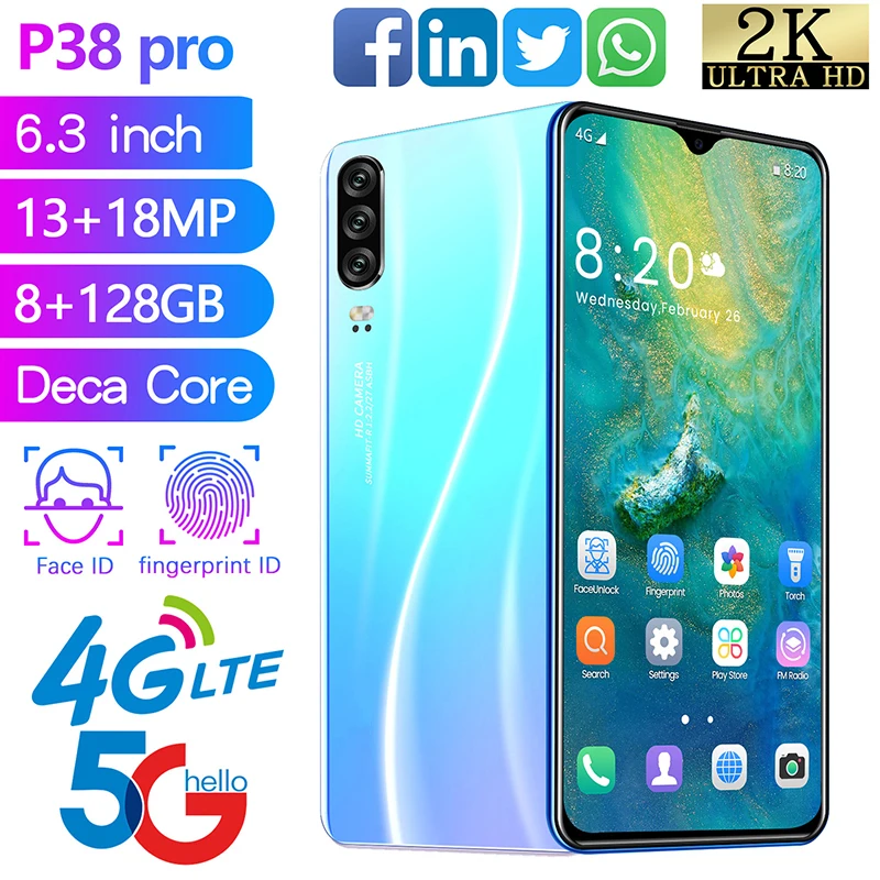 6.3inch Android Smartphone Global Version Cellphone Dual SIM Camera Mobile phone 3G 4G Cell Smart Phones Face unlock handset
6.3inch Android Smartphone Global Version Cellphone Dual SIM Camera Mobile phone 3G 4G Cell Smart Phones Face unlock handset