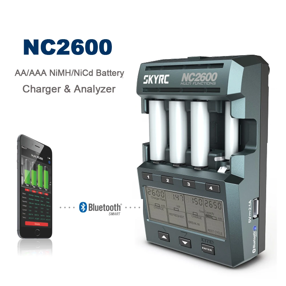 RC Smart Charger SKYRC NC2600 Bluetooth Smart Charger AA AAA Battery Universal Chargable NiCd Battery
RC Smart Charger SKYRC NC2600 Bluetooth Smart Charger AA AAA Battery Universal Chargable NiCd Battery