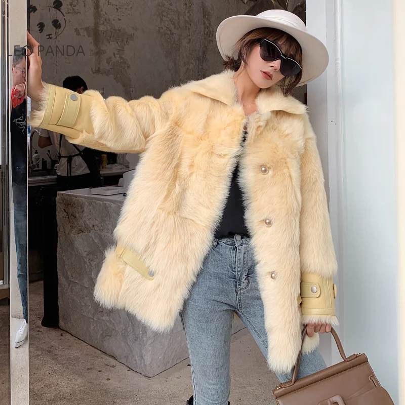 

2019 Winter Women's New High Quality Natural Fur Coat Women's Fashion Long Karakul Sheep Fur Coat