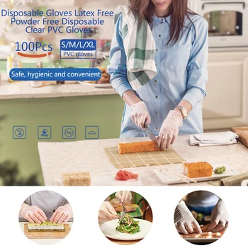 100Pcs Grade Disposable PVC Gloves Anti-static Plastic Gloves For Food Cleaning Cooking Restaurant Kitchen Accessories
100Pcs Grade Disposable PVC Gloves Anti-static Plastic Gloves For Food Cleaning Cooking Restaurant Kitchen Accessories
