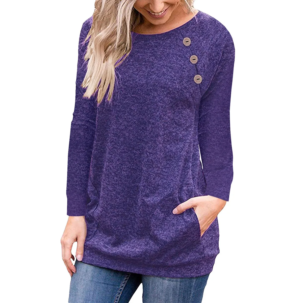 Women Solid T-shirts Spring Autumn Top Women Fashion Female T Shirt Long Sleeve O-neck Button Fashion Tee T Shirt
Women Solid T-shirts Spring Autumn Top Women Fashion Female T Shirt Long Sleeve O-neck Button Fashion Tee T Shirt