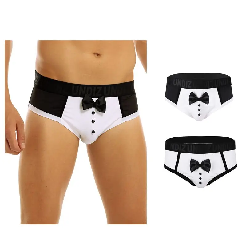 Sexy Male Mens Soft Lingerie Black Color Splice Cute Bow Tie Tuxedo Briefs Underwear Jockstraps for Bedtime Surprise Underpants
Sexy Male Mens Soft Lingerie Black Color Splice Cute Bow Tie Tuxedo Briefs Underwear Jockstraps for Bedtime Surprise Underpants