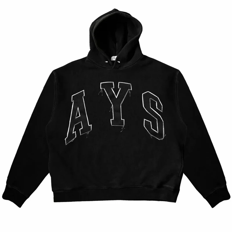 Фото 100% cotton Oversize Pullover Askyurself College Hoodie Men Women 1:1 High Quality AYS Heavy Fabric Towel Embroidery Letters | Мужская