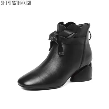 Genuine Leather Women Ankle High Heel Boots Fashion ruffies Cross-tied Women Shoes Spring Autumn Zipper Ladies Shoes
Genuine Leather Women Ankle High Heel Boots Fashion ruffies Cross-tied Women Shoes Spring Autumn Zipper Ladies Shoes