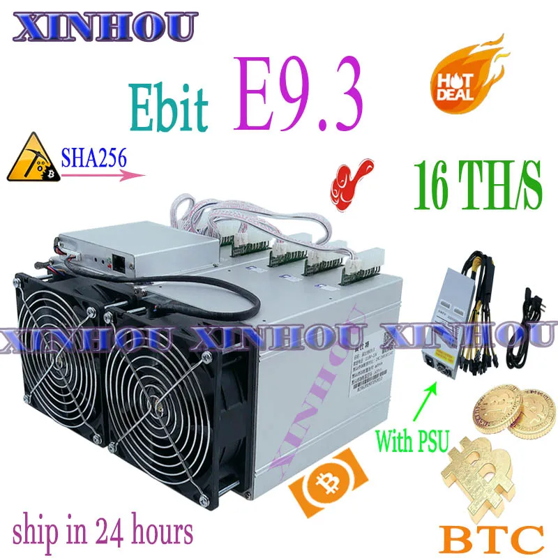 Asic Bitcoin miner Ebit E9.3 16T BTC BCH с PSU более экономичным чем E10 E10.2 E10.3 antminer S9 T17 S11 Z11 T3