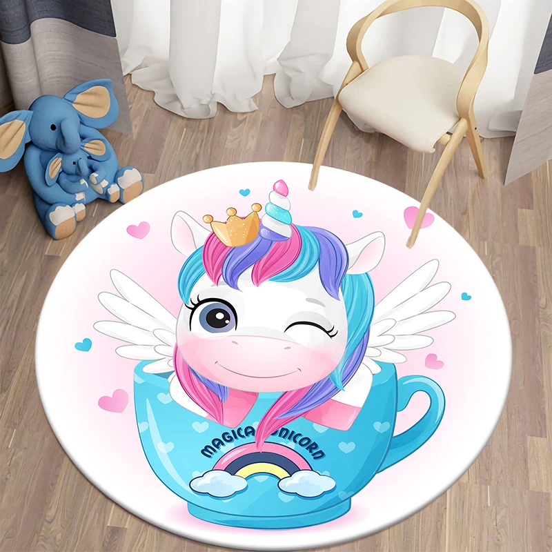 Unicorn Flannel Children Carpet for Living Room Rugs Animal Mat For Baby Child Play Round Carpet In The Children's Room Unicorn Flannel Children Carpet for Living Room Rugs Animal Mat For Baby Child Play Round Carpet In The Children's Room