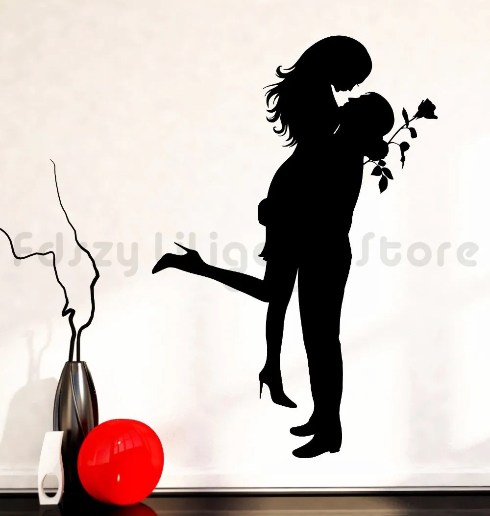 Домашний декор романтическая девушка человек настенные наклейки &quotLove" Роза