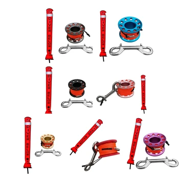 

Scuba Diving SMB Surface Marker Buoy Signal Tube with Dive Reel Spool Safety Gear Equipment - Various Colors