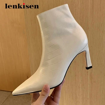Lenkisen winter new shoes natural leather gingham streetwear thin high heel pointed toe large size beauty lady ankle boots L09
Lenkisen winter new shoes natural leather gingham streetwear thin high heel pointed toe large size beauty lady ankle boots L09