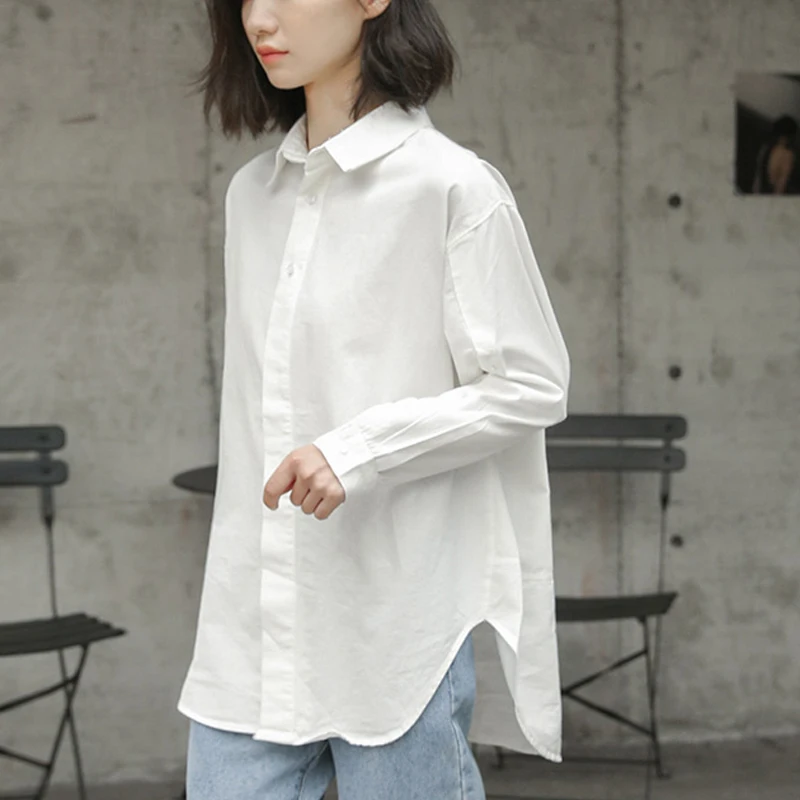 2020 Spring Long White Shirt Oversized Solid Women Lapel Collar Long Sleeve Women's Loose Cotton Tops Fashion Femme Blouse
2020 Spring Long White Shirt Oversized Solid Women Lapel Collar Long Sleeve Women's Loose Cotton Tops Fashion Femme Blouse