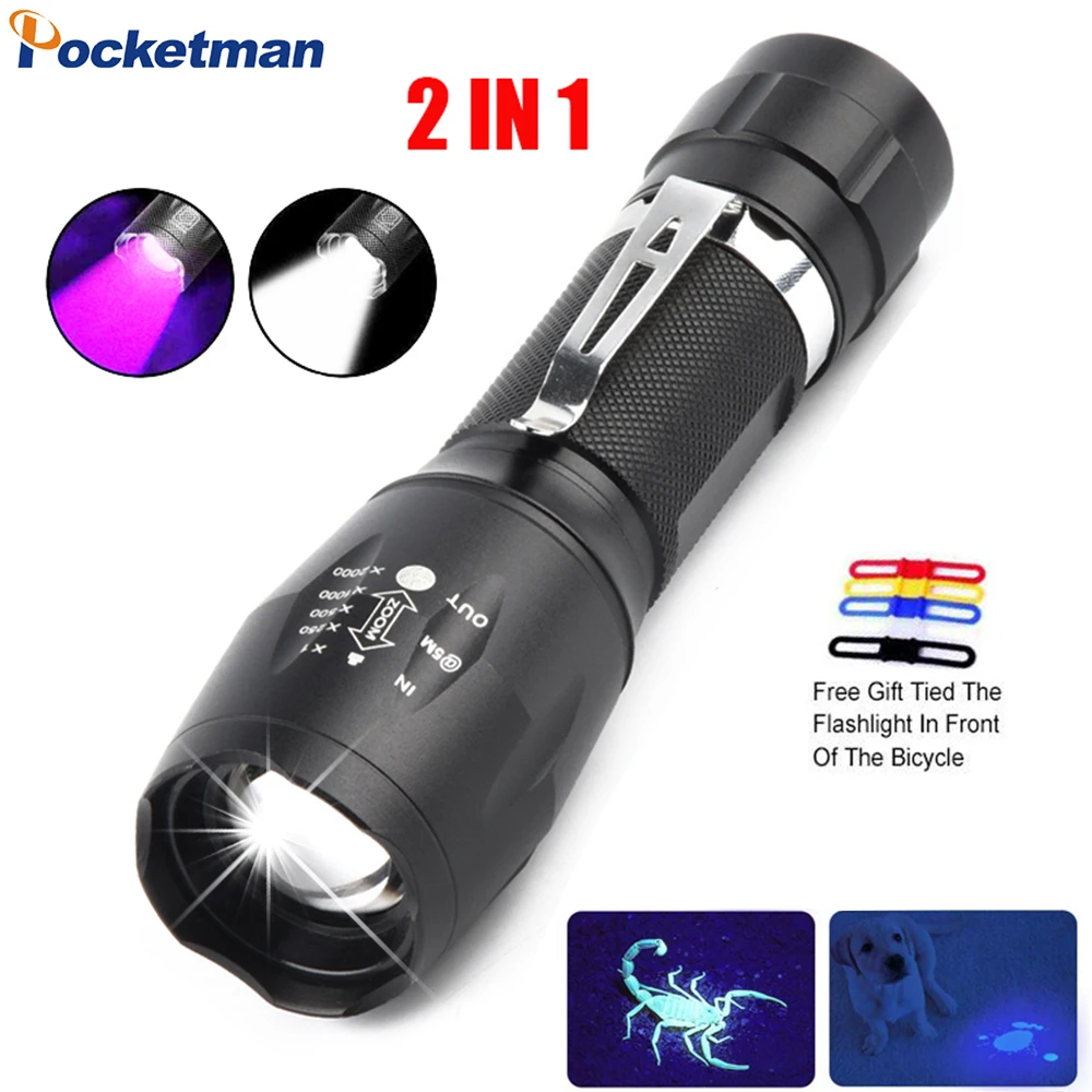 Portable UV LED Flashlight 2 in 1 Purple White Light Flashlight Black Light Ultraviolet Torch Ultraviolet Room Urine Detector
Portable UV LED Flashlight 2 in 1 Purple White Light Flashlight Black Light Ultraviolet Torch Ultraviolet Room Urine Detector