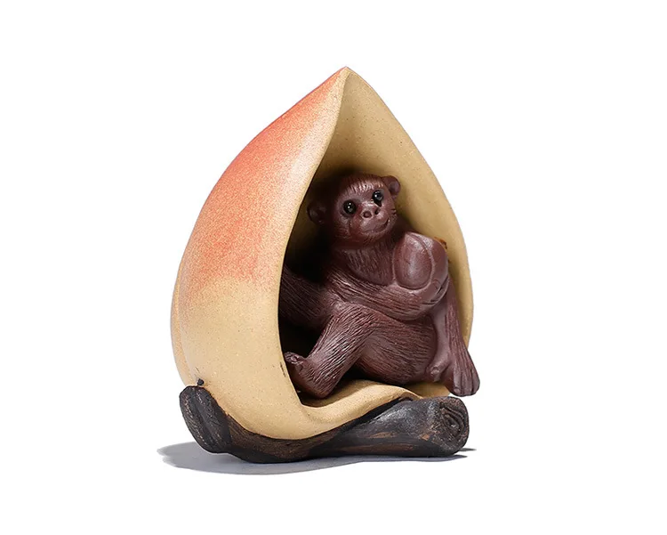 clay tea ornaments longevity peach monkey tea tray decoration a