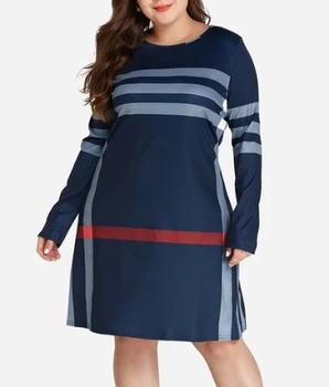 Explosion round neck long sleeve plaid print commuter dress large size fashion
Explosion round neck long sleeve plaid print commuter dress large size fashion