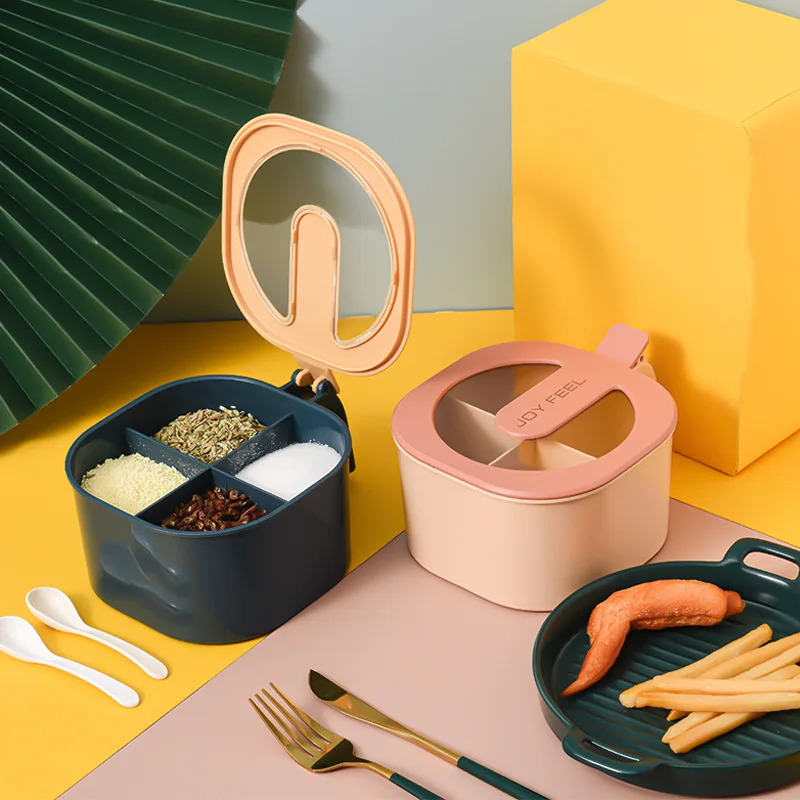 045 Kitchen Nordic Style Seasoning Pot With Transparent Cover Contrast Quad With 4 Spoons Seasoning Box Kitchen Tool
045 Kitchen Nordic Style Seasoning Pot With Transparent Cover Contrast Quad With 4 Spoons Seasoning Box Kitchen Tool
