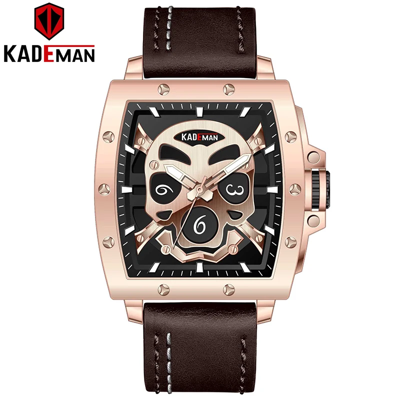 Мужские часы KADEMAN KD408, винтажные повседневные водонепроницаемые кварцевые наручные часы с черепом из натуральной кожи
Мужские часы KADEMAN KD408, винтажные повседневные водонепроницаемые кварцевые наручные часы с черепом из натуральной кожи