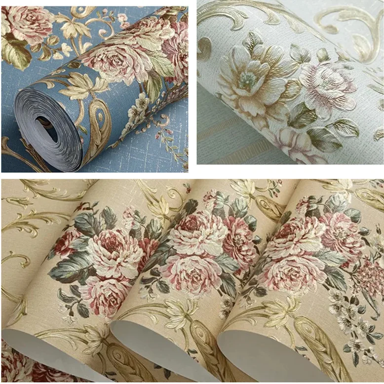 European Style American-Style AB Version of Nonwoven Fabric Coining Wallpaper Living Room Bedroom TV Background Wallpaper Enviro 
European Style American-Style AB Version of Nonwoven Fabric Coining Wallpaper Living Room Bedroom TV Background Wallpaper Enviro