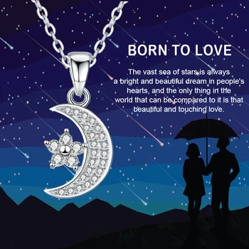 Strollgirl 100% 925 Sterling Silver Moon Pendant Chain Star Zircon Necklaces for Women 2020 Fashion Jewelry Gift Free Shipping 
Strollgirl 100% 925 Sterling Silver Moon Pendant Chain Star Zircon Necklaces for Women 2020 Fashion Jewelry Gift Free Shipping