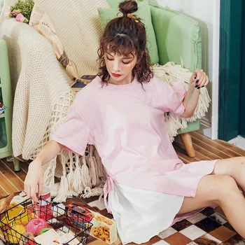 Nightdress Female Pure Cotton Short-sleeved Loose Round Neck Plus Size Cute Cotton Home Nightdress Female Summer Home Service
Nightdress Female Pure Cotton Short-sleeved Loose Round Neck Plus Size Cute Cotton Home Nightdress Female Summer Home Service