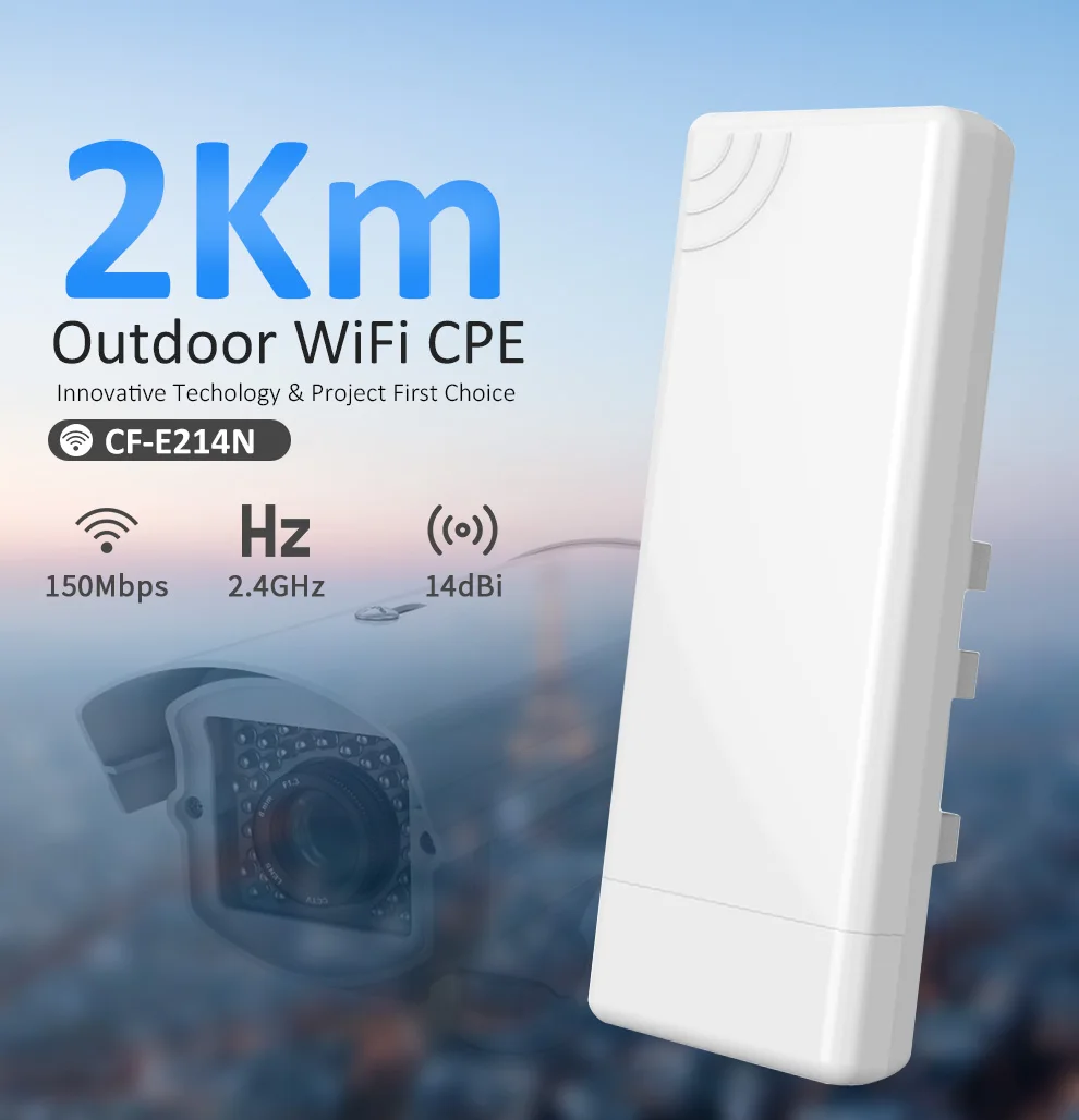 2KM Wireless Outdoor CPE WIFI Router 150Mbps Access Point AP Router 14dbi WIFI Antenna Bridge Repeater WIFI Extender Support WDS
2KM Wireless Outdoor CPE WIFI Router 150Mbps Access Point AP Router 14dbi WIFI Antenna Bridge Repeater WIFI Extender Support WDS