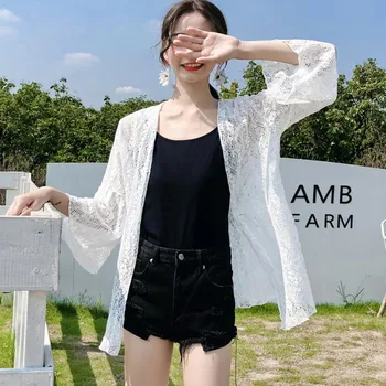 Women Flower Cardigan Lace Beach Cover-Ups Sexy Bikini Cover Up Sunscreen Beachwear Swimwear Long Blouse Shirts Female Tops
Women Flower Cardigan Lace Beach Cover-Ups Sexy Bikini Cover Up Sunscreen Beachwear Swimwear Long Blouse Shirts Female Tops