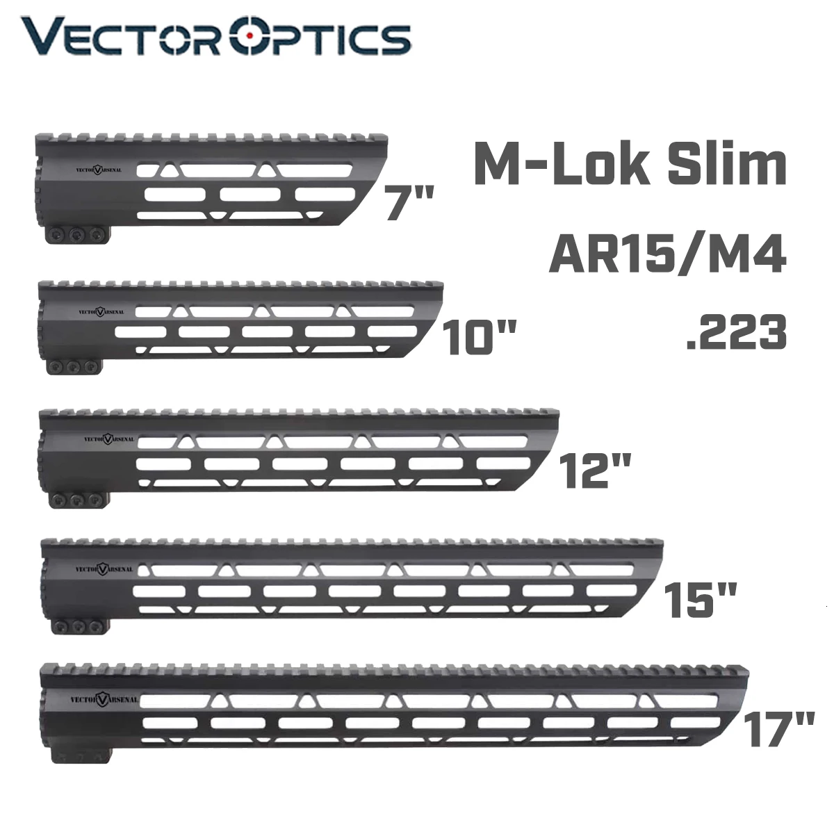 

Tactical AR-15 M4 M-LOK KeyMod 7 10 12 15 17 inch Slim Free Float Handguard Picatinny Rail Mount Bracket fit .223 5.56 AR15 M16