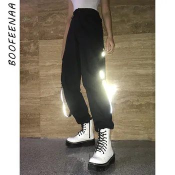 BOOFEENAA Reflective Ribbon High Waist Joggers Women Casual Black Trousers Hip Hop Cargo Pants Streetwear Sweatpants C67-AH90
BOOFEENAA Reflective Ribbon High Waist Joggers Women Casual Black Trousers Hip Hop Cargo Pants Streetwear Sweatpants C67-AH90