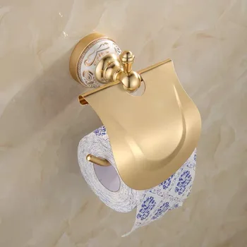 Gold carved ceramics base toilet roll tissue holder punched Aluminum bathroom organizer hardware
Gold carved ceramics base toilet roll tissue holder punched Aluminum bathroom organizer hardware