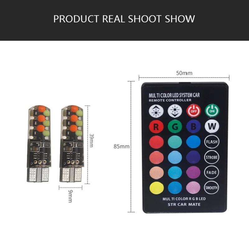 T10 LED Car Clearance Lights LED Bulbs RGB T10 Remote Control 194 168 501 Strobe Led Lamp Reading Lights Interior Car Light 4
T10 LED Car Clearance Lights LED Bulbs RGB T10 Remote Control 194 168 501 Strobe Led Lamp Reading Lights Interior Car Light 4
