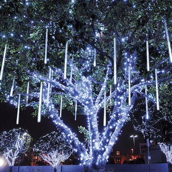 

TSLEEN 30CM 50CM Meteor Shower Rain LED Fairy String Light 8 Drop Raindrop Snow Falling Light Waterproof Cascading Tree Light