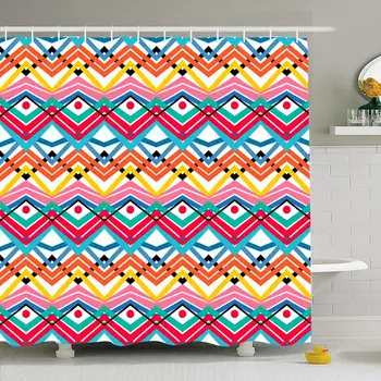 Shower Curtain Set with Hooks Colorful Aztec Zag Beautiful Blue Red Striped Tribal Traditional Abstract Chevron Color Dot Folk
Shower Curtain Set with Hooks Colorful Aztec Zag Beautiful Blue Red Striped Tribal Traditional Abstract Chevron Color Dot Folk