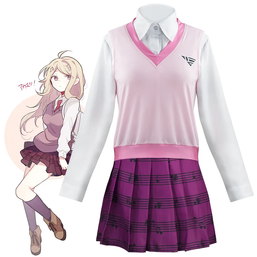 Danganronpa Anime Akamatsu Kaede Cosplay Costume Shirt,Vest,Skirt And Wig Danganronpa Anime Akamatsu Kaede Cosplay Costume Shirt,Vest,Skirt And Wig