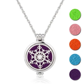 

10pcs snowflake Vintage Aromatherapy Perfume Essential Oils Diffuser Necklace Locket Necklace Pendant Dream Necklace
