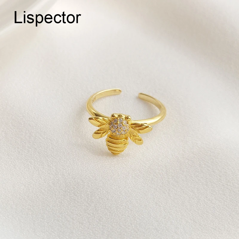 

Lispector 925 Sterling Silver French Luxury Zircon Bee Rings for Women 18K Gold Elegant Party Matching Ring Female Jewelry Gifts
