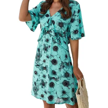 Women's V-Neck Sexy Halter Elastic Waist Printed Casual Dress
Women's V-Neck Sexy Halter Elastic Waist Printed Casual Dress