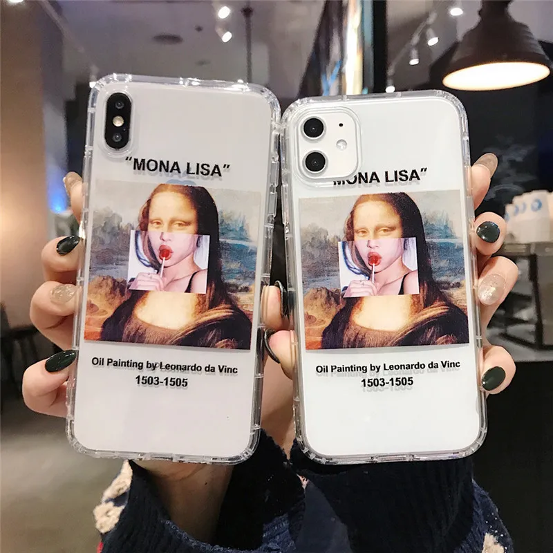 Популярный Забавный Мягкий силиконовый чехол Mona Lisa Spoof Lollipop для iPhone 11 Pro X XR XS MAX 7 8 6