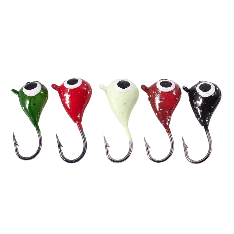 

5PCS/Lot Winter Ice Fishing Hook Lure Quality Mini Metal Bait Fish 1.9Cm 2.1G Lead Head Hook Bait Jigging Fishing Tackle