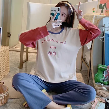 Autumn Women Pajamas Set Cotton Girl Sleepwear Pijama Mujer Long Sleeve Women Pyjamas Female Homewear Clothing 2020 Nightwear
Autumn Women Pajamas Set Cotton Girl Sleepwear Pijama Mujer Long Sleeve Women Pyjamas Female Homewear Clothing 2020 Nightwear