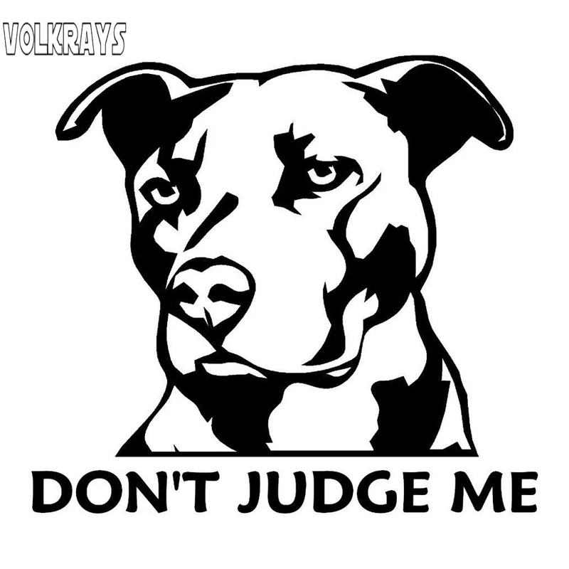 Volkrays Personality Car Sticker Pit Bull Dog Don't Judge Me Accessories Reflective Waterproof Sunscreen Vinyl Decal 10cm*11cm |