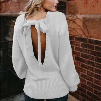 2020 winter good quality sexy backless big bow woman sweater solid full lantern sleeve pullover female sweater
2020 winter good quality sexy backless big bow woman sweater solid full lantern sleeve pullover female sweater