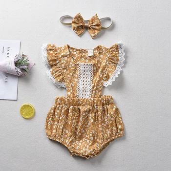 Summer Baby's Sets Newborn Girls Rompers Set Flare Sleeve Floral Print Lace Design Romper Jumpsuit With Headband One-Pieces
Summer Baby's Sets Newborn Girls Rompers Set Flare Sleeve Floral Print Lace Design Romper Jumpsuit With Headband One-Pieces