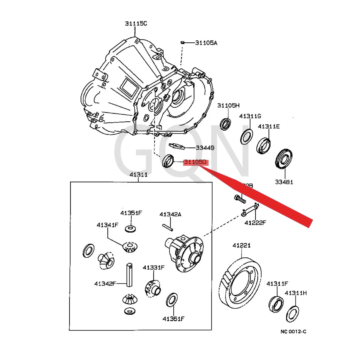 

Oil seal (for front drive axle housing) 1987-Toy ota COR OLL ACA RIN AFF CEL ICA AVE NS IS gearbox rear oil seal