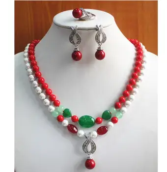 Free shipping Charming&Fashion 8mm 2 Rows Shell Pearl/Jade Necklace Earring Ring Jewelry Set
Free shipping Charming&Fashion 8mm 2 Rows Shell Pearl/Jade Necklace Earring Ring Jewelry Set