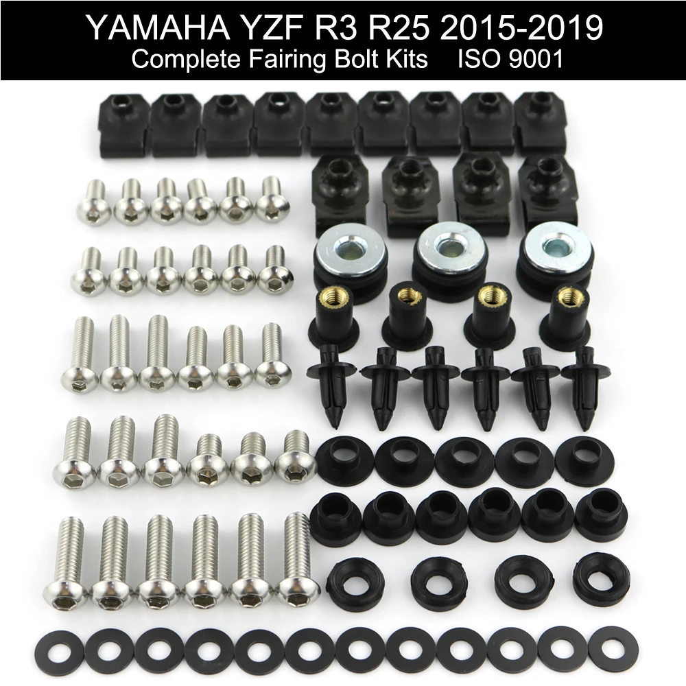 For Yamaha YZFR3 R25 YZF-R3 YZF-R25 2015 2016 2017 2018 2019 Complete Full Fairing Bolts Kit Side Covering Screw Stainless Steel
For Yamaha YZFR3 R25 YZF-R3 YZF-R25 2015 2016 2017 2018 2019 Complete Full Fairing Bolts Kit Side Covering Screw Stainless Steel