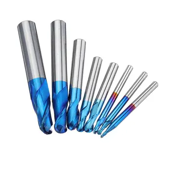8pcs HRC55 Blue-nano Ball Nose End Mill Set R1-R6 Milling Cutter CNC Router Bits for Metal Wood Stainless Steel Aluminum Copper 
8pcs HRC55 Blue-nano Ball Nose End Mill Set R1-R6 Milling Cutter CNC Router Bits for Metal Wood Stainless Steel Aluminum Copper